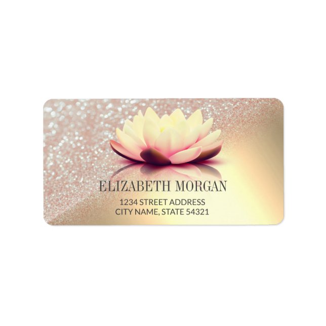 Etiqueta Elegante Lotus Gold Bokeh (Frente)