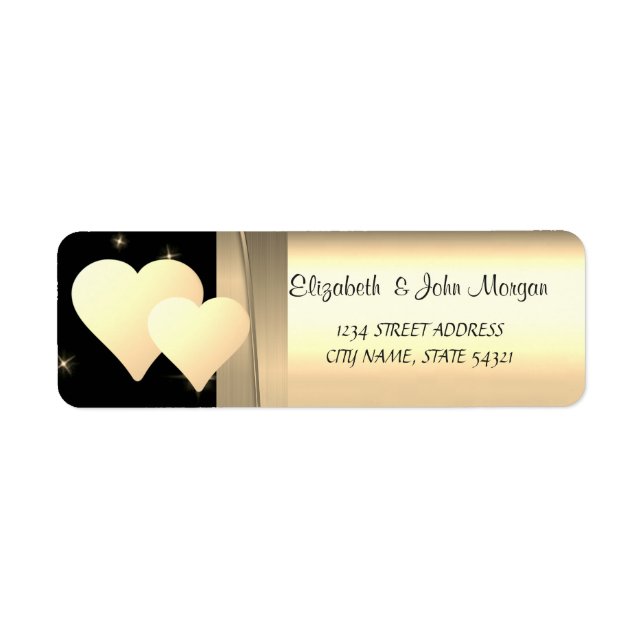 Etiqueta Elegante lujo chic, corazones de oro falso (Frente)
