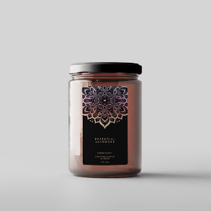 Etiqueta Elegante Mandala Lotus Holographic Candle rosa