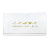 Elegante Marble Blanco Oro Textos Simple Top Shipp