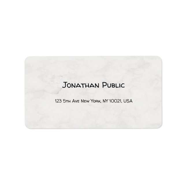 Etiqueta Elegante Marble Freehand Script profesional modern (Frente)
