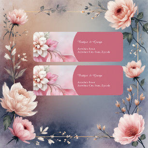 Etiqueta Elegante Marco floral rosado boda suave paño brill