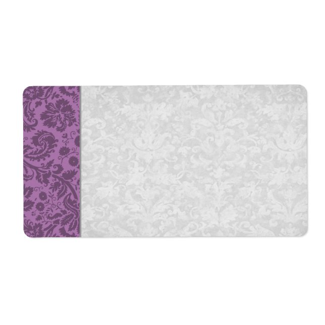 Etiqueta Elegante matrimonio Mauve Damask (Frente)