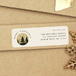 Etiqueta Elegante Merry Christmas Warm Gold Pine Forest<br><div class="desc">Añada un toque festivo a su correo de vacaciones con este elegante pegatina de direcciones de retorno! Con un cálido diseño de pinares dorados y el mensaje "Feliz Navidad",  es la manera perfecta de hacer que sus sobres se sientan especiales.</div>
