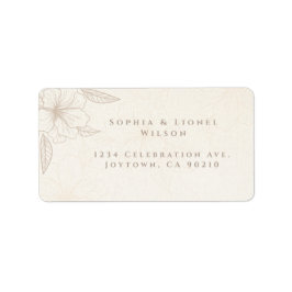 Etiqueta Elegante Minimalista Boda floral blanco