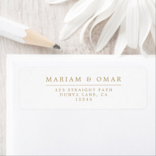 Etiqueta Elegante Minimalista Dirección de Retorno de Boda