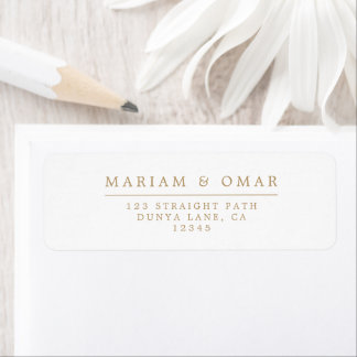 Etiqueta Elegante Minimalista Dirección de Retorno de Boda