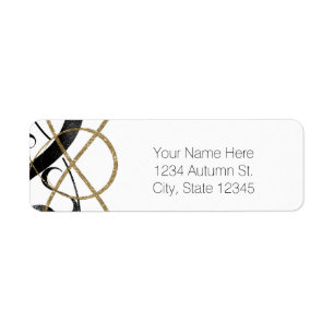 Etiqueta Elegante Moda Art Black & Gold Glamour Invitación