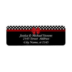 Etiqueta Elegante moderno de moda arco rojo Polka puntos bo