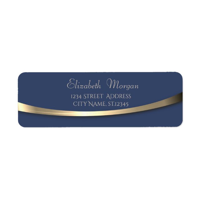 Etiqueta Elegante moderno dorado azul (Frente)