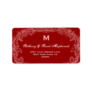 Etiqueta Elegante Monograma de cuero rojo Vintage B452