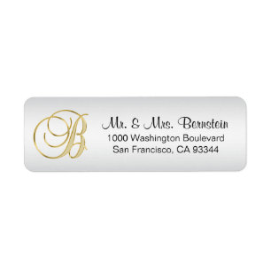 Etiqueta Elegante Monograma de PLATA Letra B Dirección de r