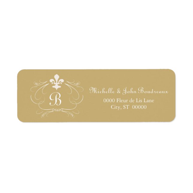 Etiqueta Elegante Monograma Fleur de Lis (Frente)