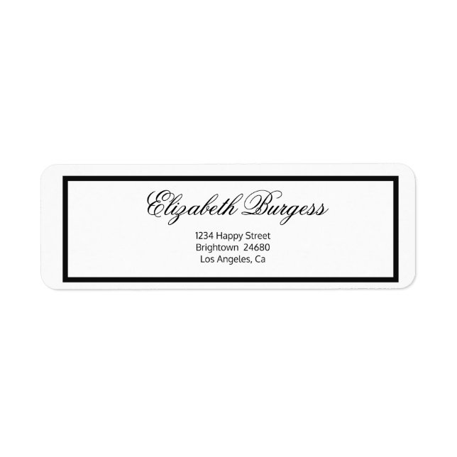 Etiqueta Elegante Monograma Personal Negro y Blanco (Frente)