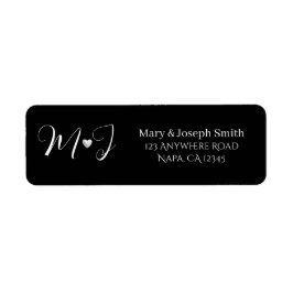 Etiqueta Elegante Monograma Personalizado en Blanco y Negro