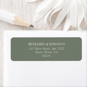 Etiqueta Elegante Moss Green Boda Dirección de Retorno