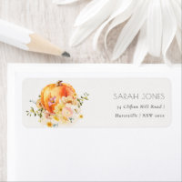 Elegante Naranja floral Dirección de calabaza otoñ