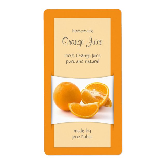 Etiqueta Elegante Naranja Juice Jam Marmalade (Frente)
