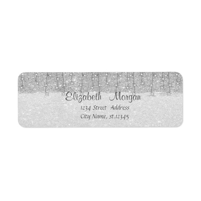 Etiqueta Elegante, Navidad, Brillante Plateado (Frente)