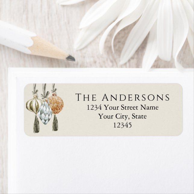 Etiqueta Elegante Navidad de Ornamentos Metálicos (In situ)