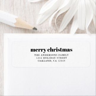 Etiqueta Elegante Navidad Minimalista en blanco y negro