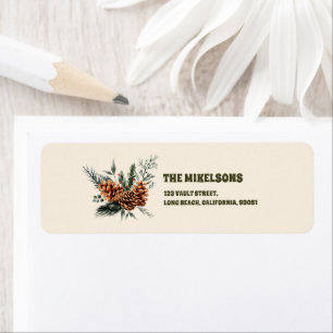 Etiqueta Elegante Navidades botánicos de acuarela rústica