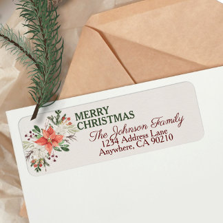 Etiqueta Elegante Navidades de acuarela Dirección de retorn