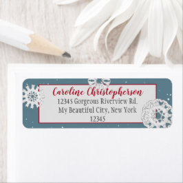 Etiqueta Elegante Navidades de copos de nieve de gato de pe