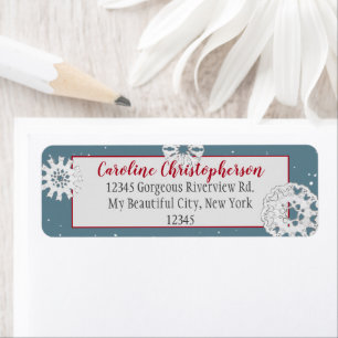 Etiqueta Elegante Navidades de copos de nieve de gato de pe