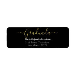 Etiqueta Elegante Negro Español | Año de Graduación Persona