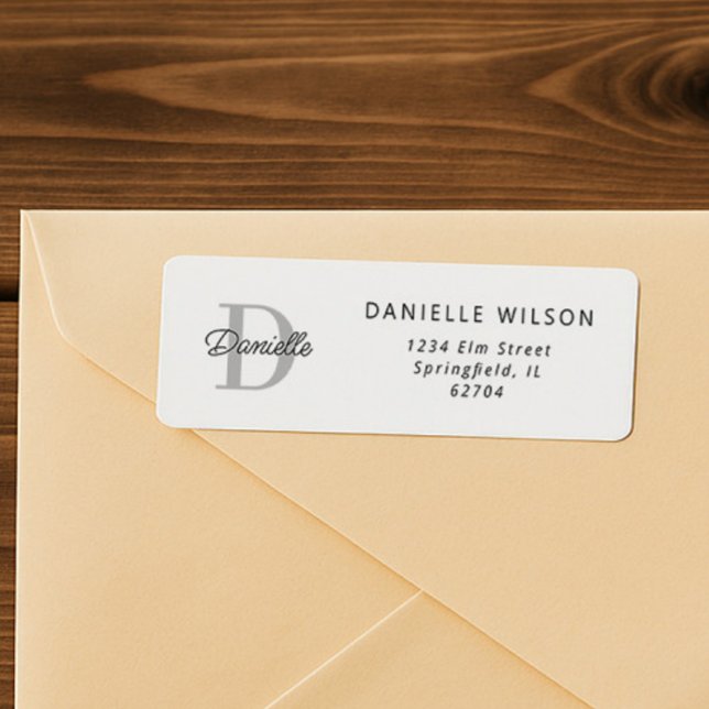 Etiqueta Elegante Nombre Mínimo Personalizado Monograma Mod (Subido por el creador)