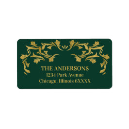 Etiqueta Elegante Ornate Gold Merry Christmas Address Labs