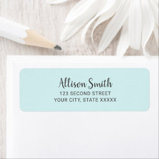 Etiqueta Elegante Pastel Aqua Azul Simple Minimalista