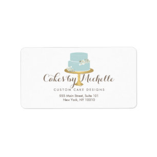Etiqueta Elegante pastel azul con decoración de pasteles fl