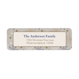 Etiqueta Elegante Patrón de copo de nieve Beige