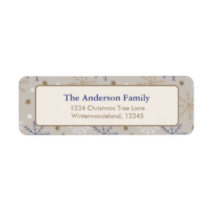 Etiqueta Elegante Patrón de copo de nieve Beige