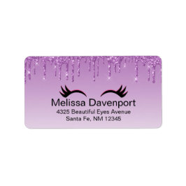 Etiqueta Elegante pestañas rosadas y negras sobre el Purpur