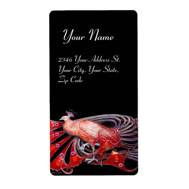 ETIQUETA ELEGANTE PIEL EN ROJO Y NEGRO (Frente)