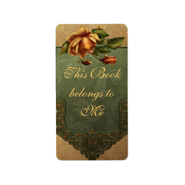 Etiqueta Elegante placa de Rosa de otoño (Frente)