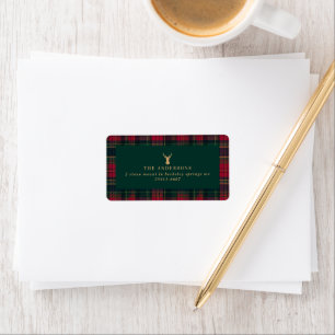 Etiqueta Elegante Plaid Tartán Familia elegante Navidad