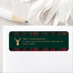 Etiqueta Elegante Plaid Tartán Familia elegante Navidad