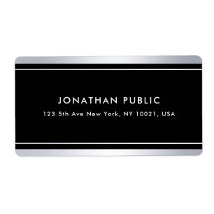 Etiqueta Elegante plancha negra plateada Glamour moderno