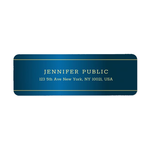 Etiqueta Elegante plantilla de texto Deep Blue Gold Profesi (Frente)
