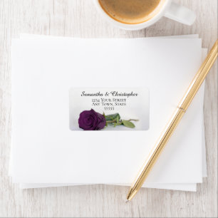 Etiqueta Elegante Plum Purple Dirección Boda Rosa