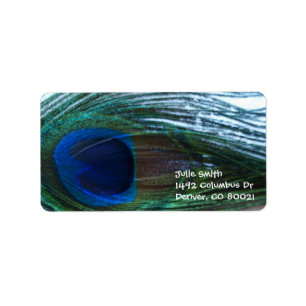 Etiqueta Elegante pluma de pavo real