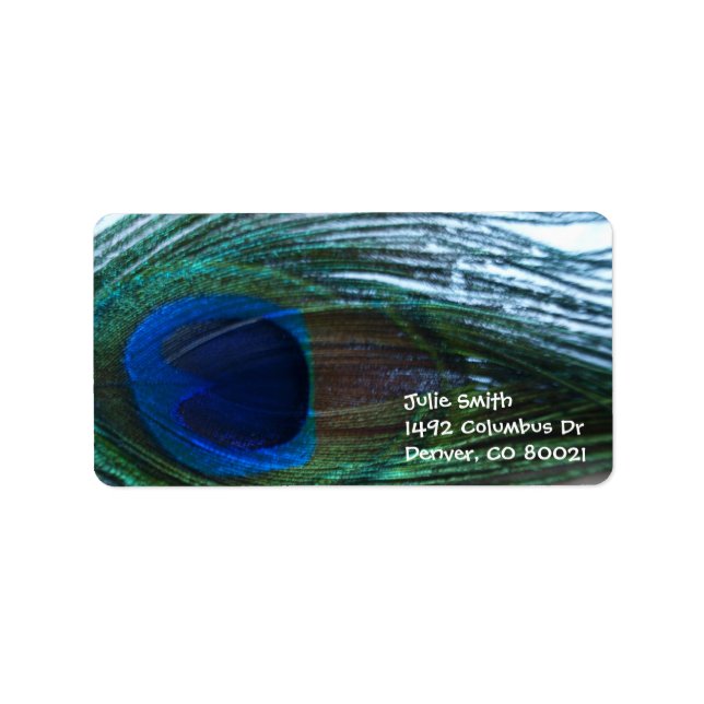 Etiqueta Elegante pluma de pavo real (Frente)