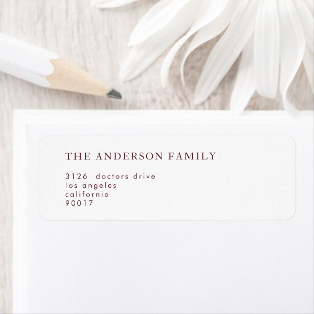 Etiqueta Elegante Pluma Roja Oscura Borgoña Blanco El Boda (In situ)