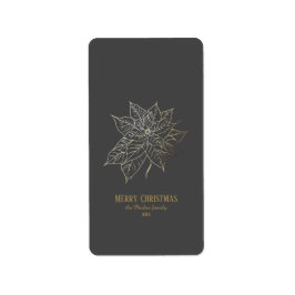 Etiqueta Elegante Poinsettia de contorno dorado sobre fondo