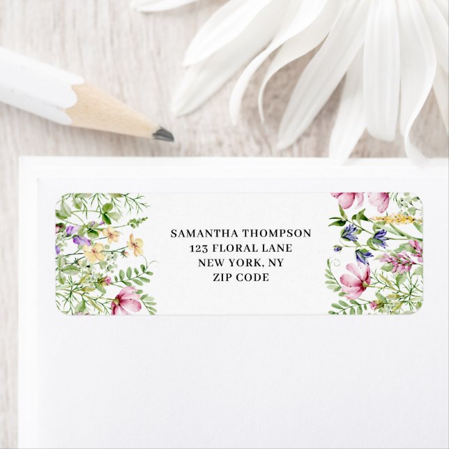 Etiqueta Elegante prado floral rosado (In situ)