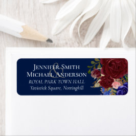 Etiqueta Elegante presupuesto de Boda floral azul borgoñés